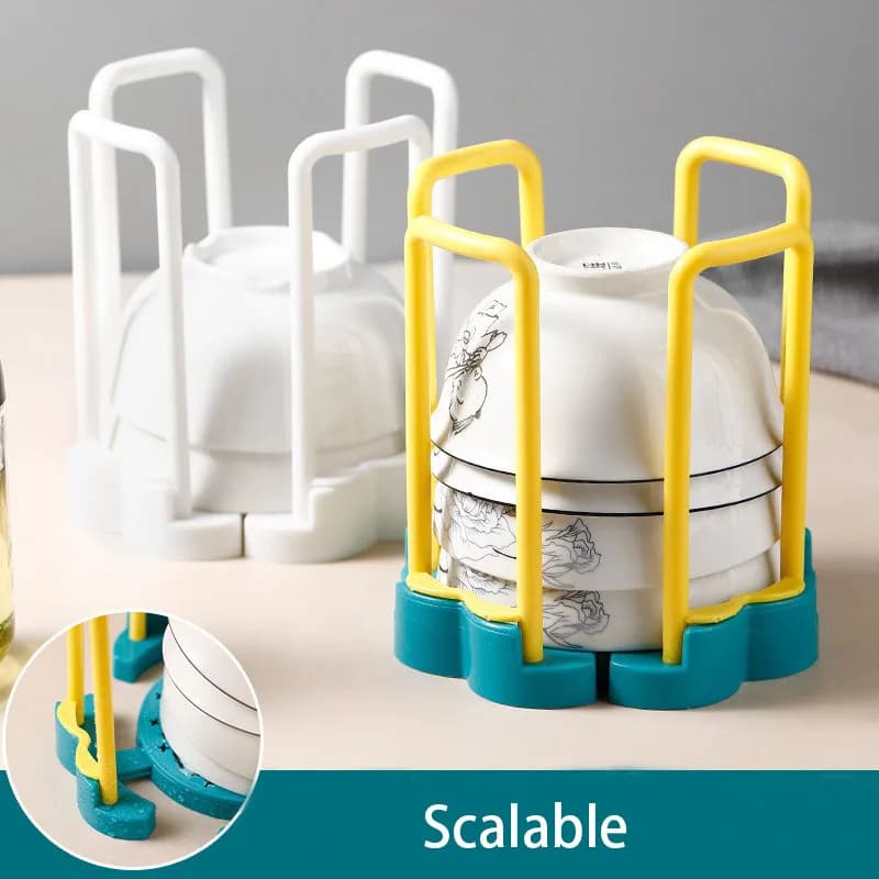 Piatto retrattile rotante Portapiatti Scaffale da cucina Scolapiatti in plastica Piano cottura Piccolo ciotola Organizzatore Comodo porta ciotole