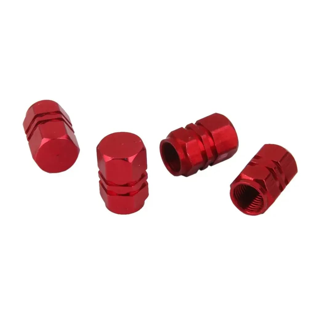 4 Pieces Aluminum rims for Pneumatic hoods Stelo Valve for Pneumatics Auto Trucks Bike Chrome Red