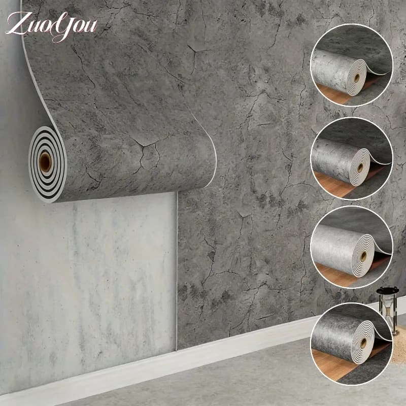 Vinyl Sticker 3M × 40cm Wall panels in thickened foam with concrete textures for interior decorations Wall decals waterproof