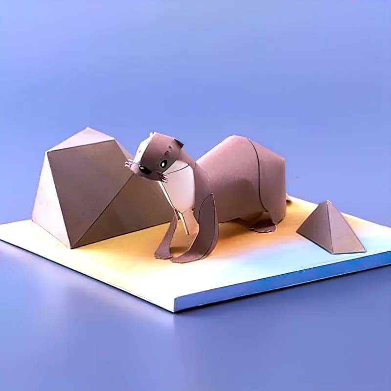 River Otter Origami Art Mini 3D Paper Model Papercraft Animal Figure DIY Kids Adult Handmade Craft Toys QD-261