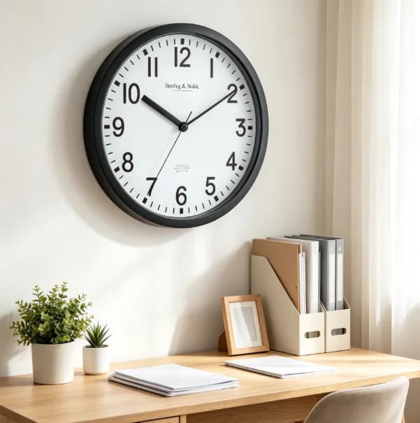 Mainstays Basic Indoor 8.78" Black Analog Round Wall Clock