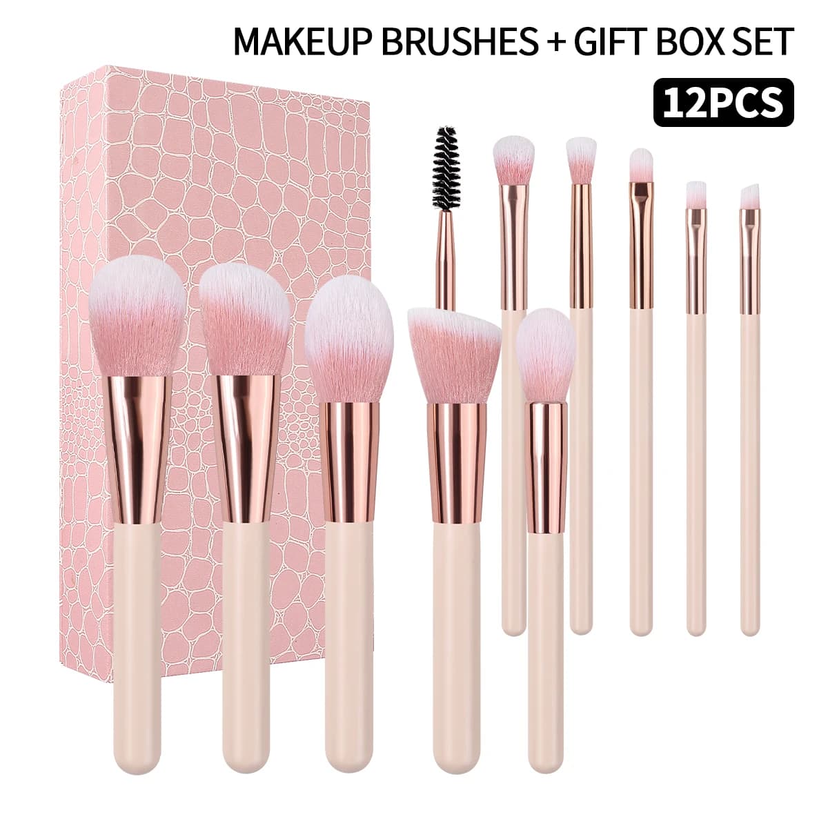 12Pcs Makeup Brushes Set With Gift Box Soft Cosmetic Brushes For Face Eyes Blush Foundation Eyeshadow Complete Beauty Tool Kit