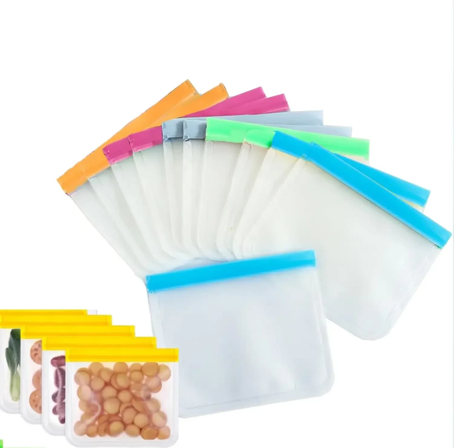 10PCS Leakproof Freezer Food Containers, Double Zipper Seal, BPA-Free, 7x8.7 Inch Reusable Storage Boxes