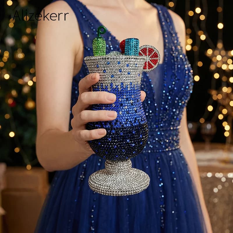 Borse da Sera Alizekerr con Strass e Cristalli, Clutch Metalliche con Diamanti per Donne, Borse Uniche per Matrimoni e Feste