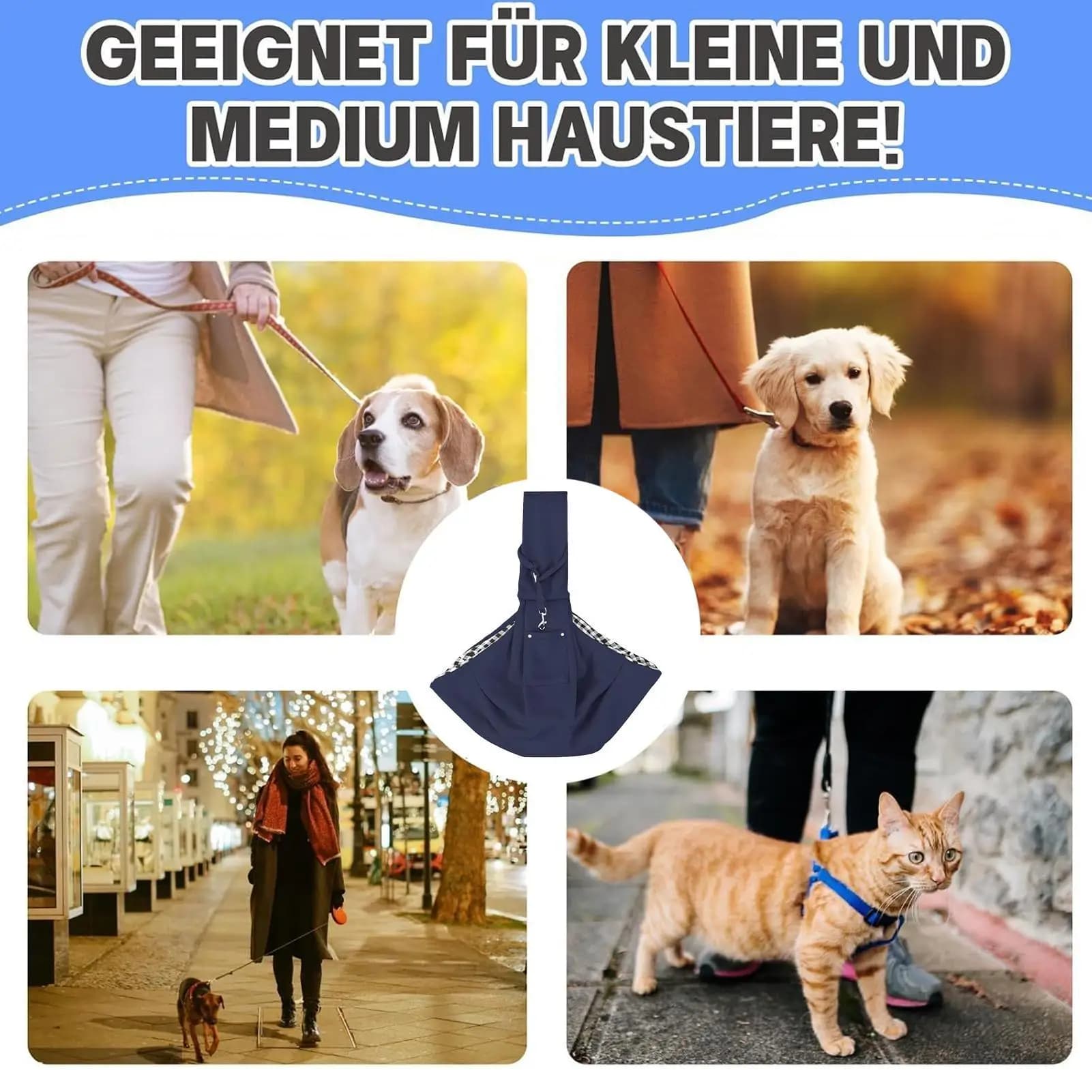 Borsa a tracolla per cani Borsa da trasporto regolabile per animali domestici Marsupio per animali a mani libere da viaggio per cuccioli di gattino di piccole dimensioni e medie Viaggio all'aperto
