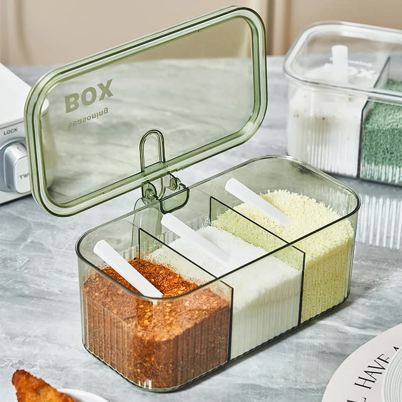 Set di contenitori multi-griglia per condimenti da cucina, contenitore monopezzo per sale, glutammato monosodico, pepe e spezie, stile nordico