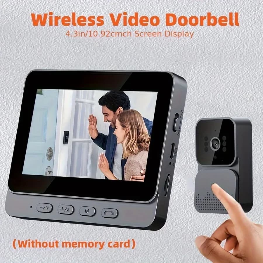 Outdoor Wireless Doorbell With Smart Camera 4G Waterproof Visual Intercom Night Vision 4.3 Inch HD Screen For Security Home