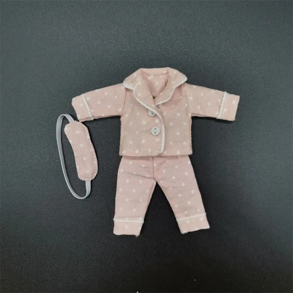 Accessori per bambole Camicia Pantaloni Pigiama per bambole Maschera per gli occhi Vestire Ob11 Vestiti per dormire Carino 6 colori Obitsu 11 Vestiti 1/12 BJD Doll