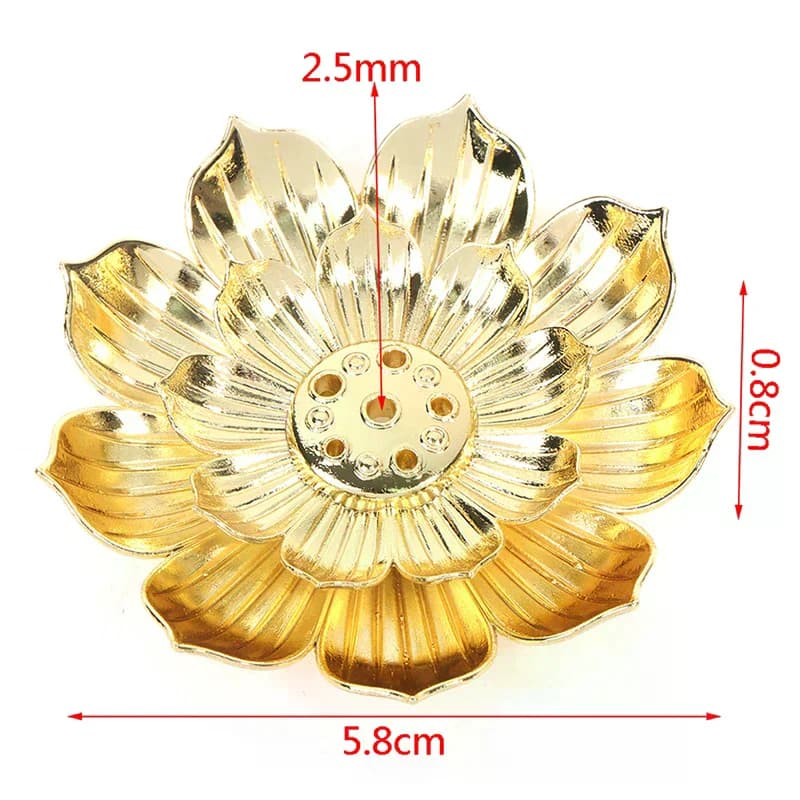 Buddhism Lotus Line Incense plate Base Temples Gold Incense Burner Stick Holder