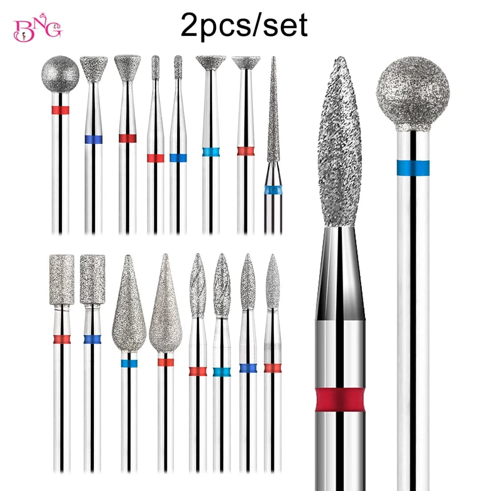 BNG Set di 2 Punte per Trapano per Unghie in Diamante, Fresa per Cuticole, Accessori per Manicure