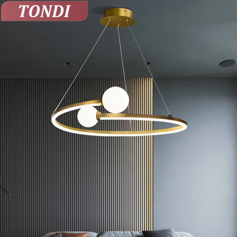 Lampadario a LED moderno nordico lampadario ad anello creativo soggiorno camera da letto sala da pranzo arredamento per la casa Lustre