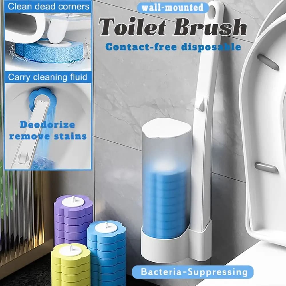 6Pcs Wall-mounted Disposable Toilet Brush Dissolving No Dead Angle Toilet Cleaning Stick Deodorization