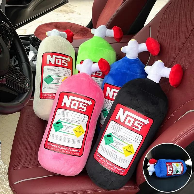 1*plush Car Seat Neck Pillow Creative NOS Nitrous Oxide Bottle Soft Plush Car Headrest Car Decoration Neck Support Seat Cushion