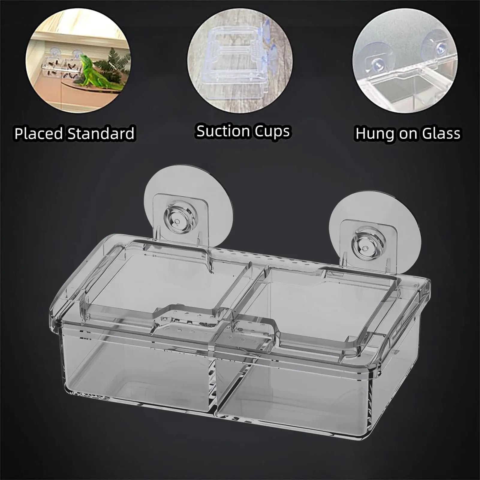 Chameleon Feeder Transparent Suction Cup Wall-Mounted Food Container Reptiles Suction Cup Feeder For Lizard Turtle Frog Spider