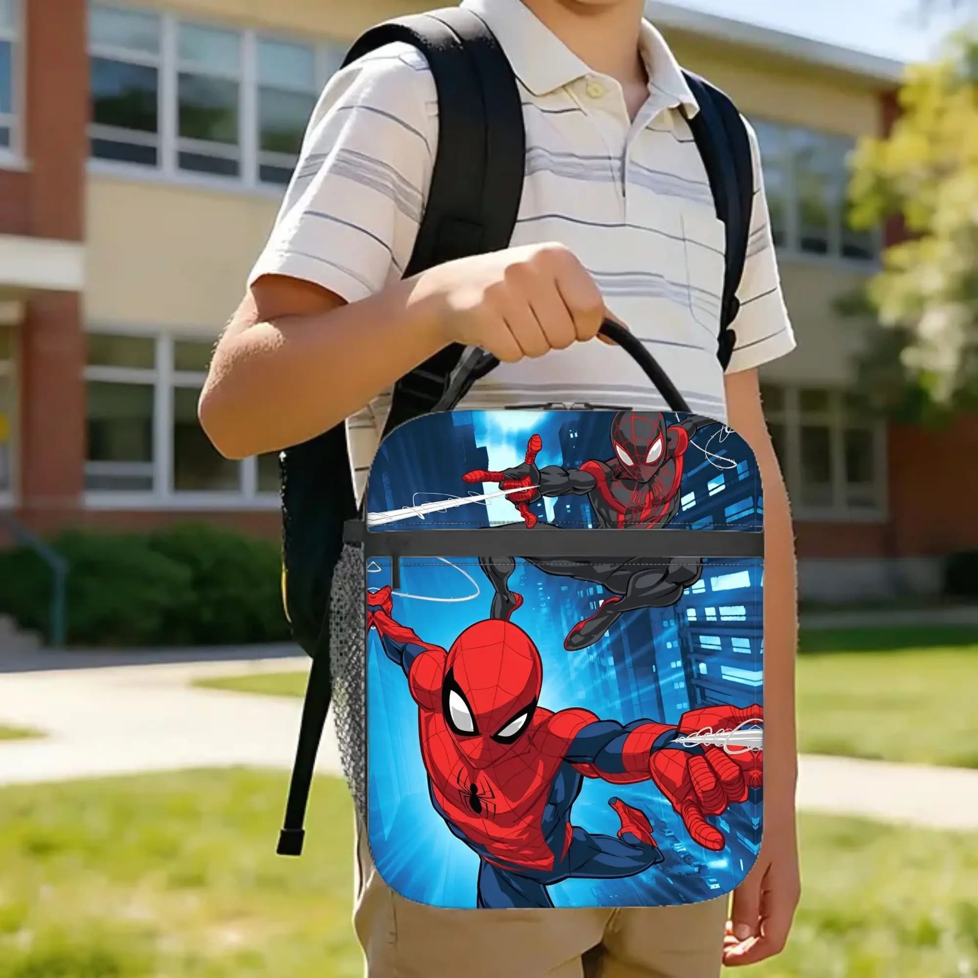 Spiders Mans Insulated Lunch Bag High Capacity Lunch Container Cooler Bag Tote Lunch Box School Outdoor Girl Boy