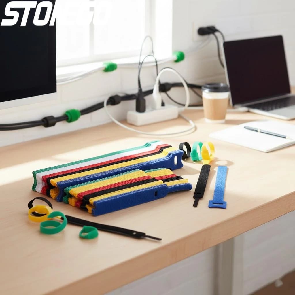 30 Pezzi Fascette per Cavi in Nylon Riutilizzabili, Regolabili per Gestione e Organizzazione Cavi, Nastro Adesivo a Loop