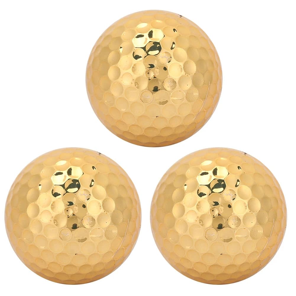 3 palline da golf in gomma dorata, attrezzatura sportiva per esercizi all'aperto
