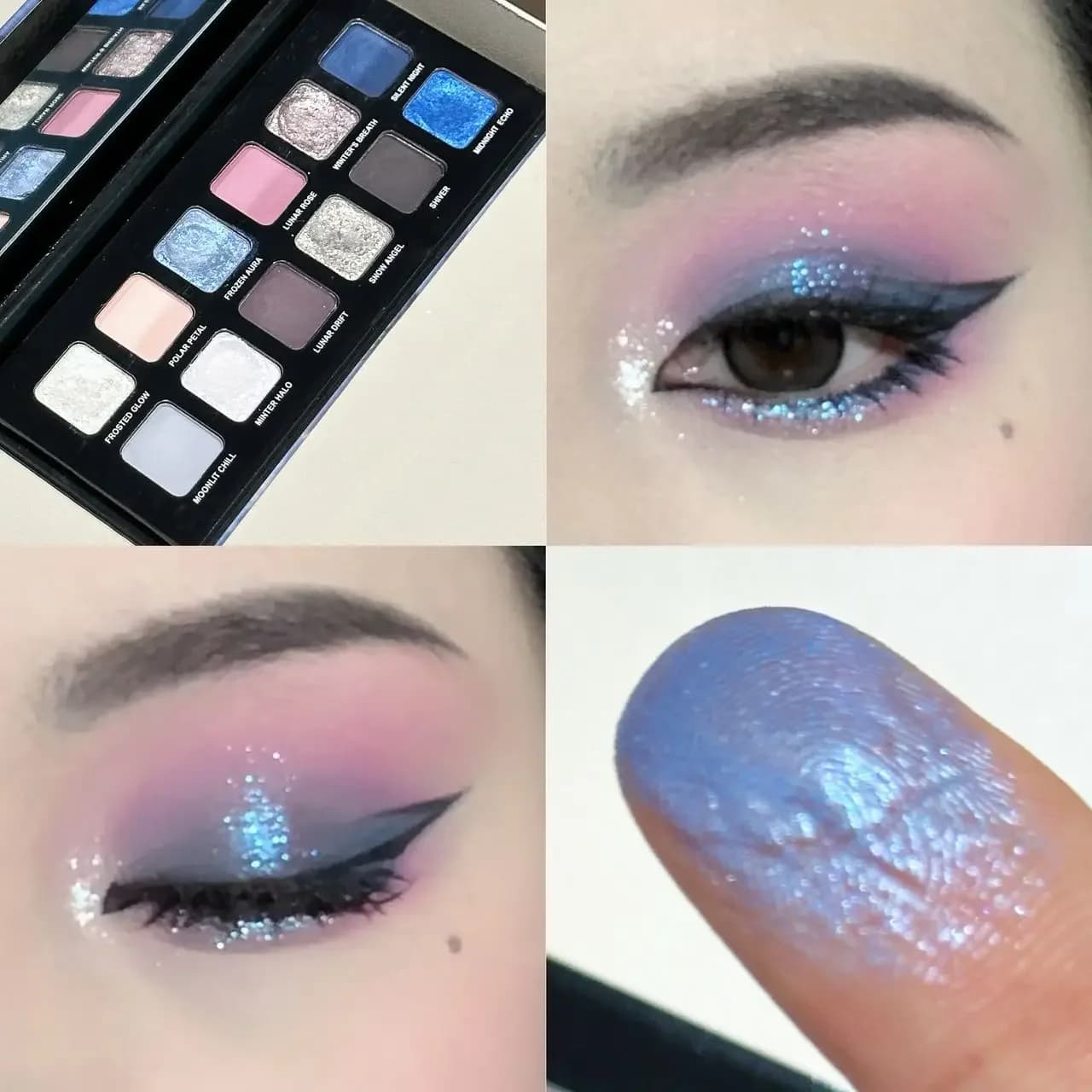 Palette di ombretti metallizzati da 12 colori, finitura perlata opaca e scintillante, ombretto blu a lunga durata e illuminante, trucco di Halloween