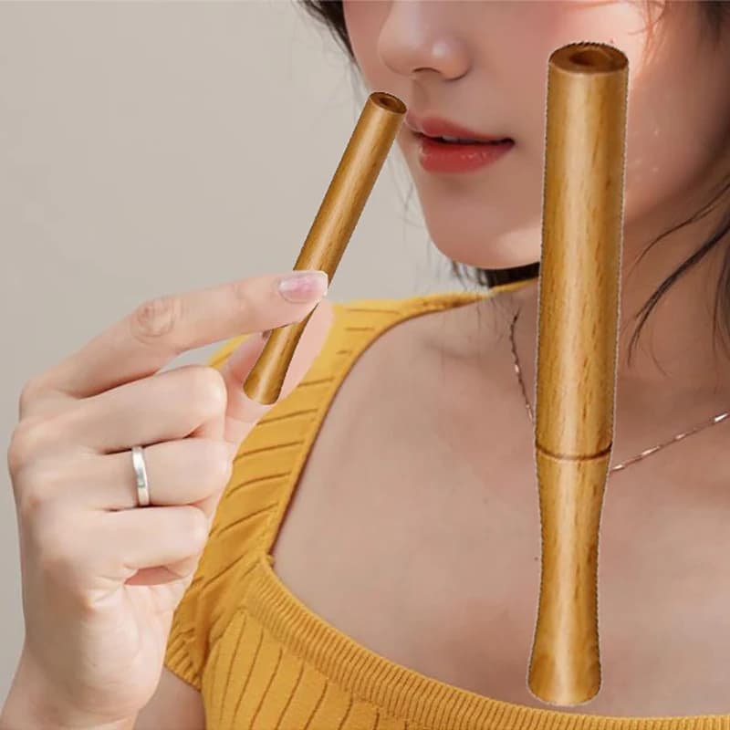 Inalatore per aromaterapia con oli essenziali, inalatore per smettere di fumare, diffusore personale in legno per oli essenziali con bastoncini in fibra
