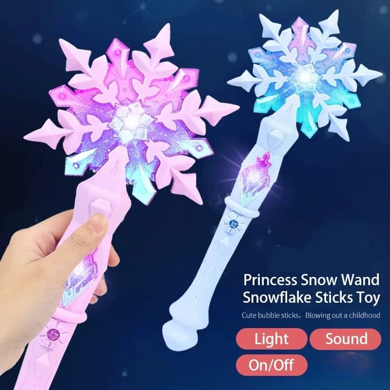Princess Snowflake Toy Fairy-tale Girls Bright Sticks Christmas Halloween Kids Toys Snowflake Lightweight Kid Cosplay Sound Sticks