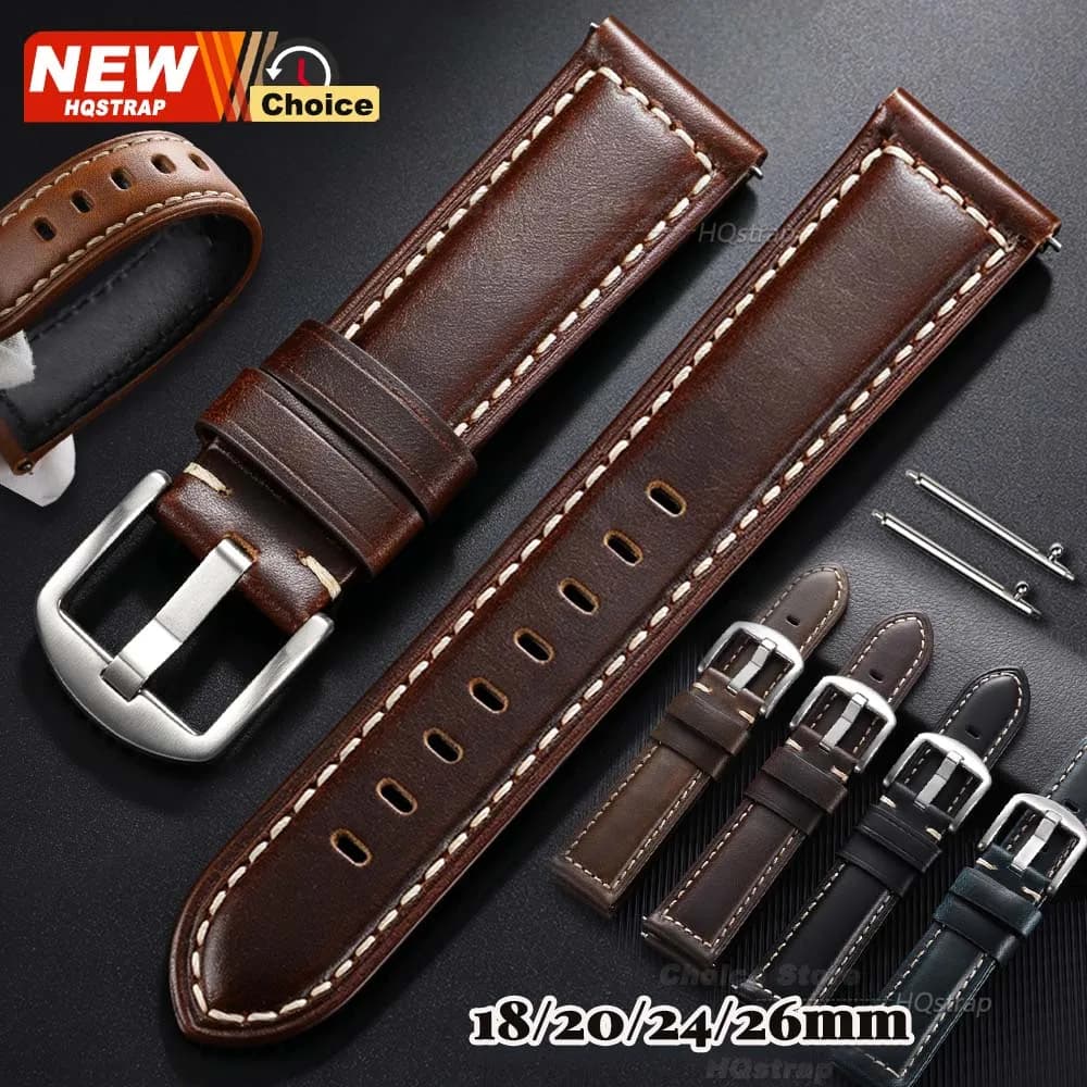 New Brown Oil Wax Leather Watch Straps 18mm 20mm 22mm 24mm 26mm Universal Watch Band Women Men Wristband Quick Release Bracelet
