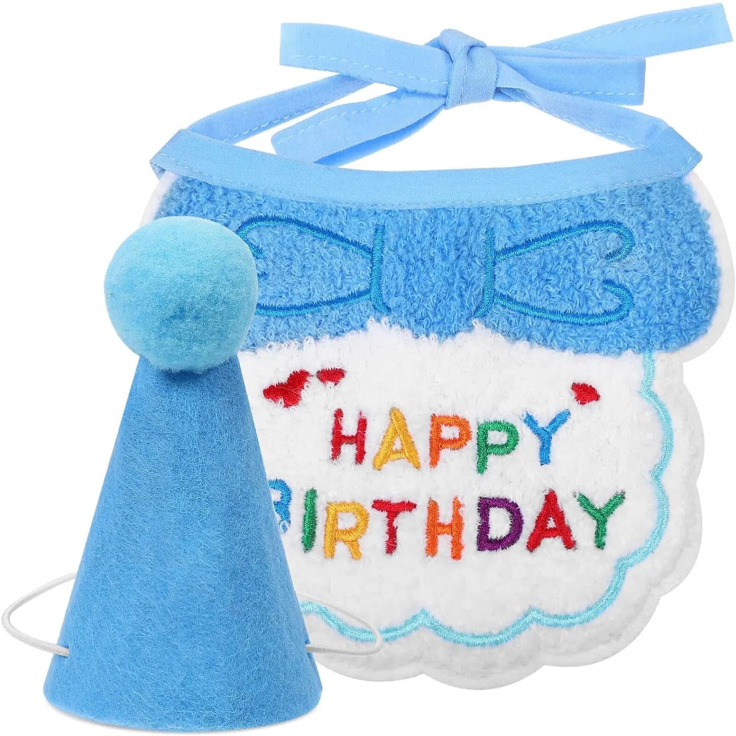 2 pezzi di compleanno per cani e gatti, bandana, sciarpa e cappello da festa, compleanno per animali domestici, bavaglino e cappello, compleanno per gatti, set di decorazioni per compleanno per animali domestici