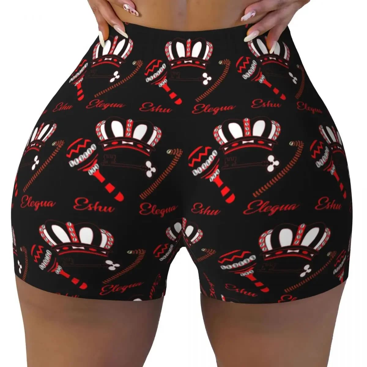 Custom Eshu Eleggua Crown Yoga Shorts Women Gym Workout Running Athletic Volleyball Biker Shorts
