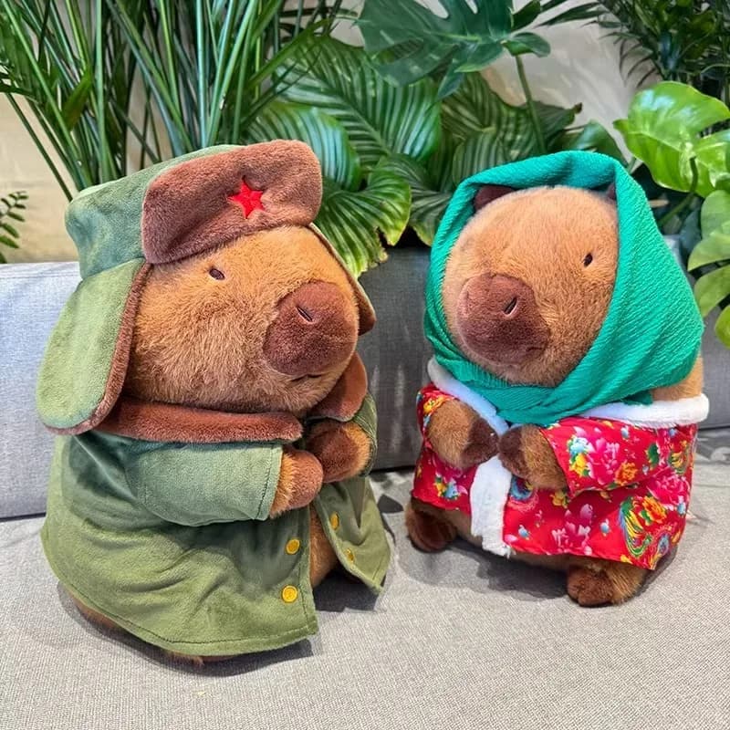 Capibara peluche giacca in cotone bambola cappotto militare cartone animato capibara peluche cuscino animale di pezza regalo per bambini ragazze ragazzi