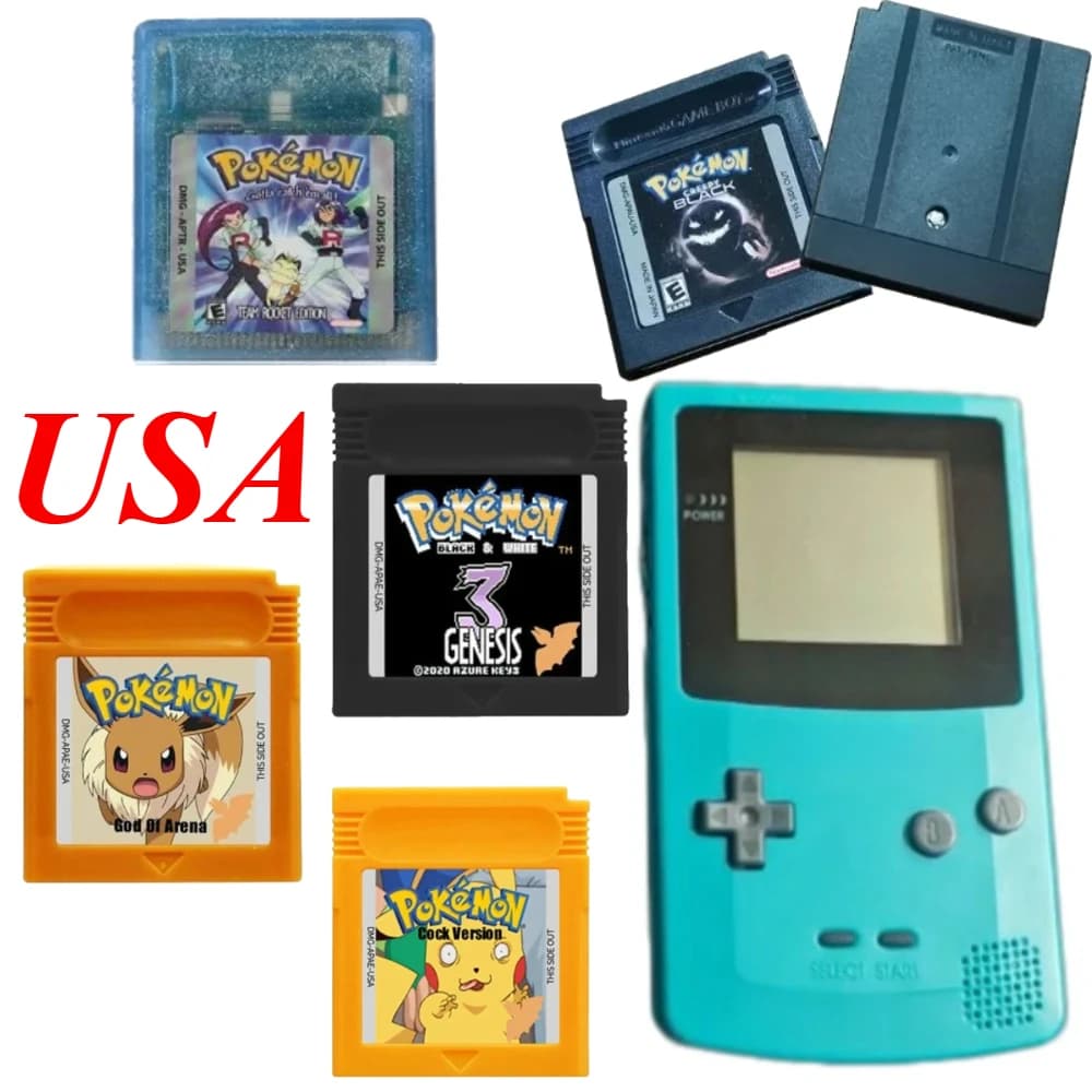 Set di Cartucce Pokémon per Game Boy USA, Versioni Multiple Compatibili con Console Game Boy, Serie Video a 16 Bit in Versione Inglese