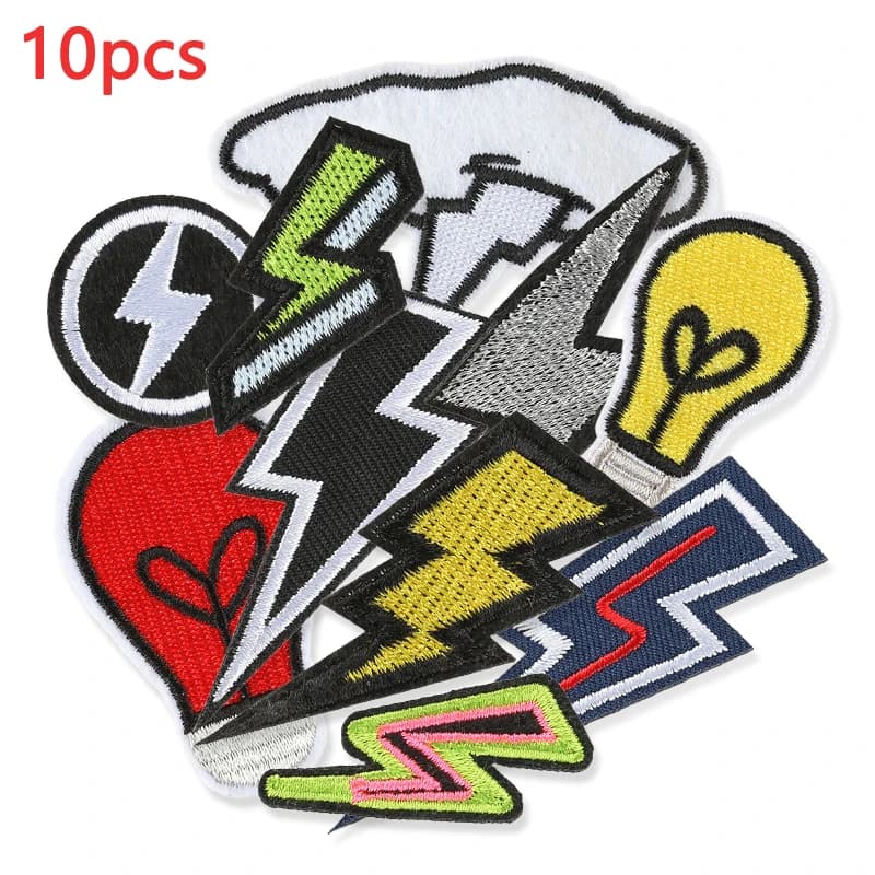 10 pezzi toppe ricamate fulmine per abbigliamento termoadesive designer mochila fai da te ferro su naszywki cucire giacca piccolo lotto sfuso