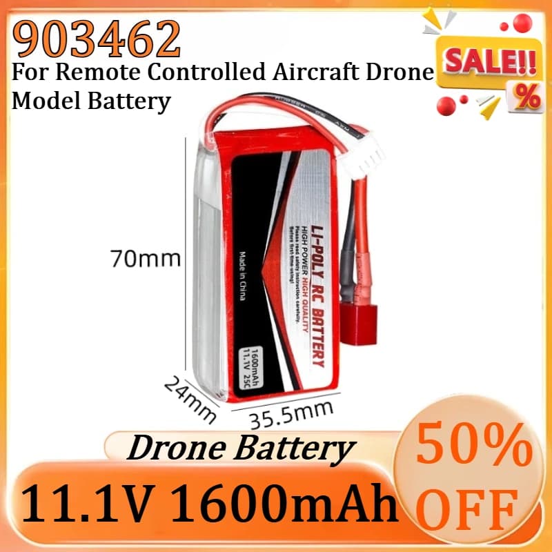 New 11.1V 1600mAh 25C 903462 Lipo High Quality Battery for Remote Controlled Aircraft Drone Model Battery