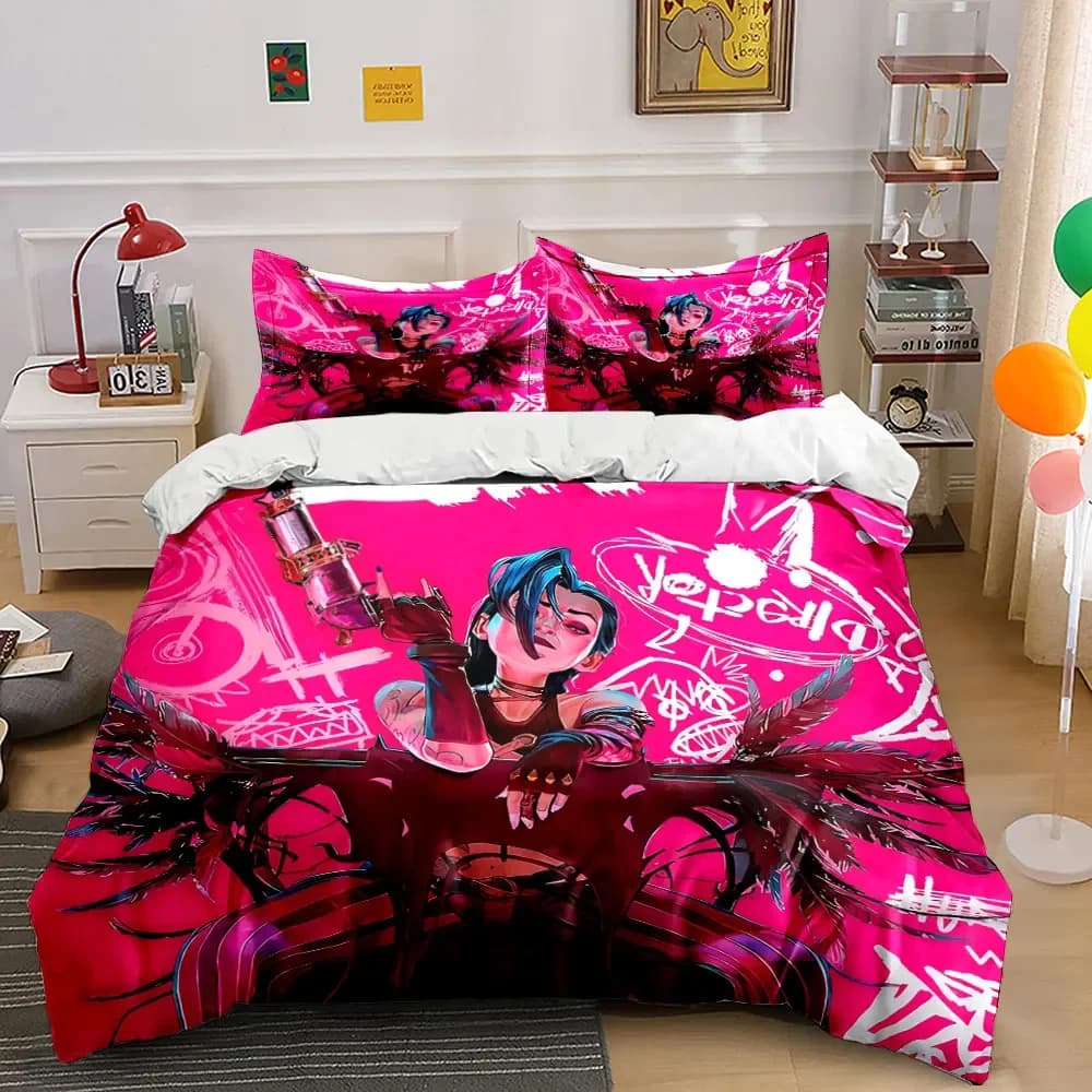 Set di decorazioni artistiche con personaggi anime, set di biancheria da letto morbido e confortevole, include 1 copripiumino e 2 federe