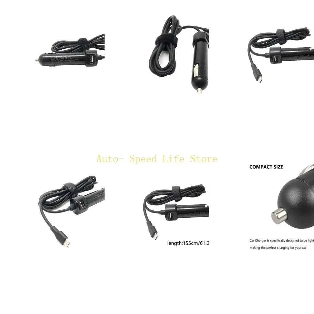 02DA 45W 65W USB Type C Laptop Car Traveling for DC Power Adapter with Cable