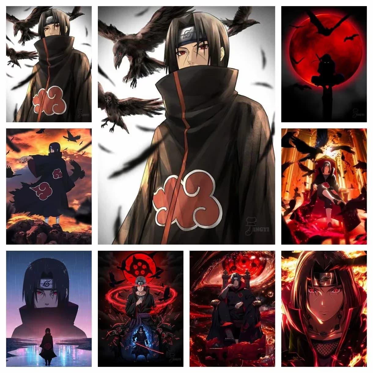 Naruto Itachi Uchiha Itachi Red Moon Crow Anime Diamond Painting Mosaic Handmade Art Exquisite Creative Gift Home Decoration