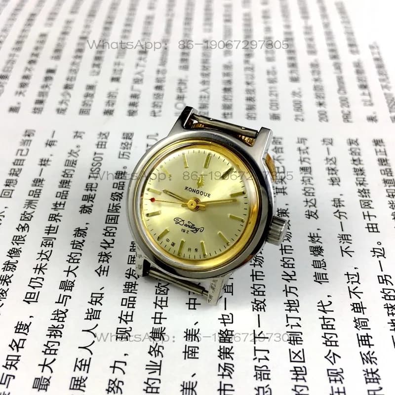 Orologio da donna meccanico manuale marca Peacock, spedizione in 24 ore, superficie giallo chiaro interamente in acciaio, diametro 26 mm, cinturino gratuito