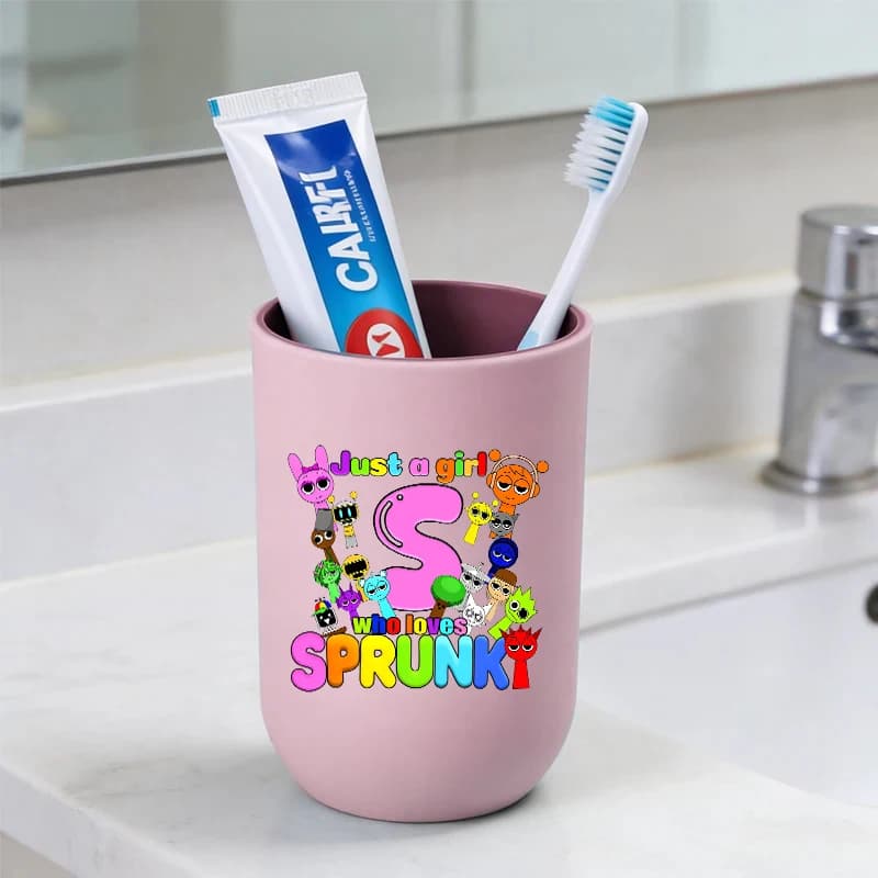 Tazza Portaspazzolino per Bambini Game Sprunki, Design Cartone Animato con Lettere A-Z, Bicchiere per Risciacquo Bocca per Ragazzi e Ragazze, Portaspazzolino da Bagno ​