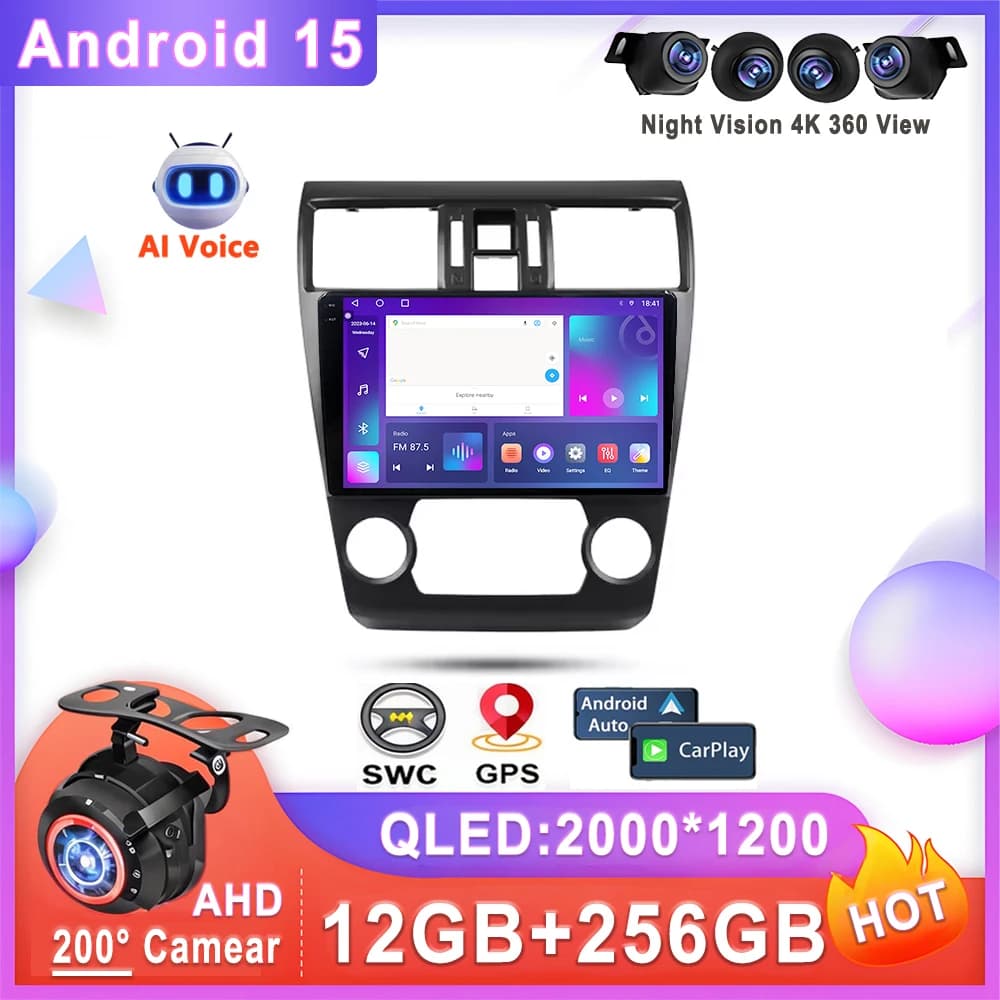 Autoradio Android 15 Per Subaru Levorg VM 2014 - 2020 Unità Principale Multimedia Auto Radio Lettore Schermo di Navigazione Dash Cam 5G BT