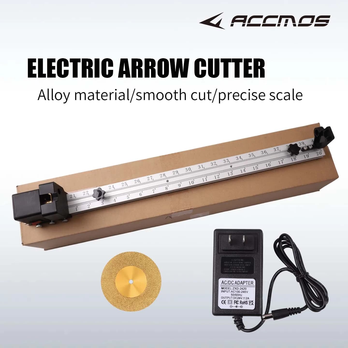 Taglierina Elettrica Professionale ACCMOS per Aste di Frecce, Strumento di Taglio per Tiro con l'Arco con Righello Graduato per Aste in Carbonio e Alluminio