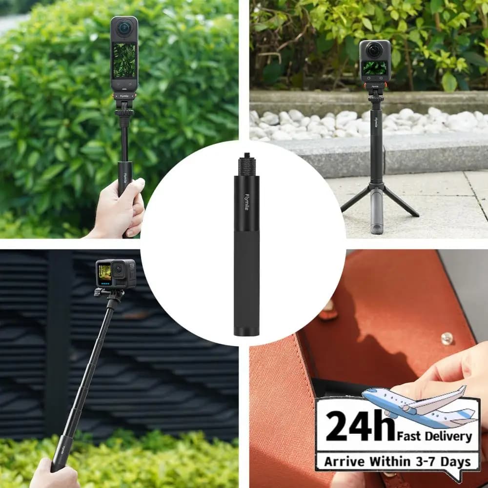 Aluminum Alloy Selfie Rod with Adjustable Handle for Insta360 Go Ultra/X5/Pocket 3 Cameras