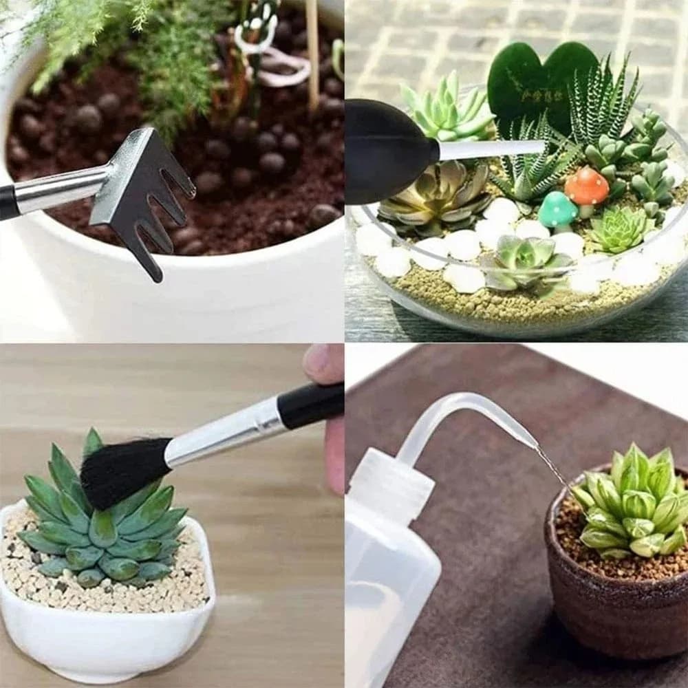 Stainless Steel Gardening Kit with Power Drills, Multifunction Tools for Succulent Plants, Waterproof Mat and Ergonomic Handle