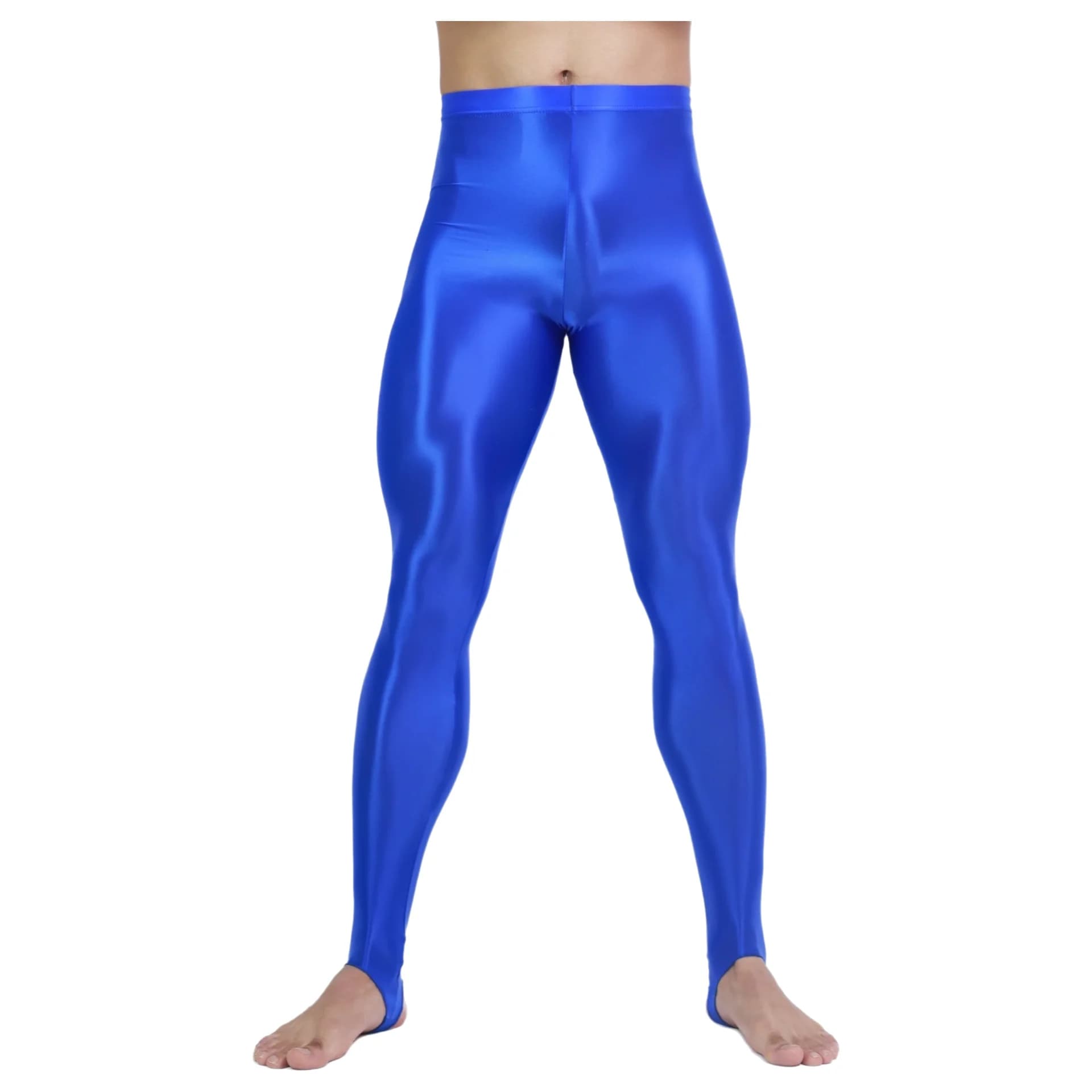 Plus-size Men's Women's Sexy Shiny High-gloss Silky Tight-fitting High-elasticity Bodycon Footed Leggings Pants APK8