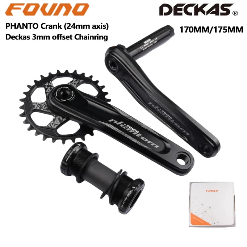 Fovno Manovella 170MM 175MM 24MM Asse BSA Deckas 3MM Corona offset 30T 32T 34T 36T 38T MTB Bike Equitazione Nero Rosso Guarnitura CNC