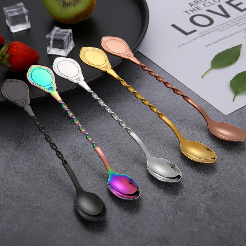 Cucchiaio da Cocktail Whisky in acciaio inossidabile vino creativo manico lungo a spirale cucchiaio da miscelazione Shaker Muddler agitatore accessori da Bar