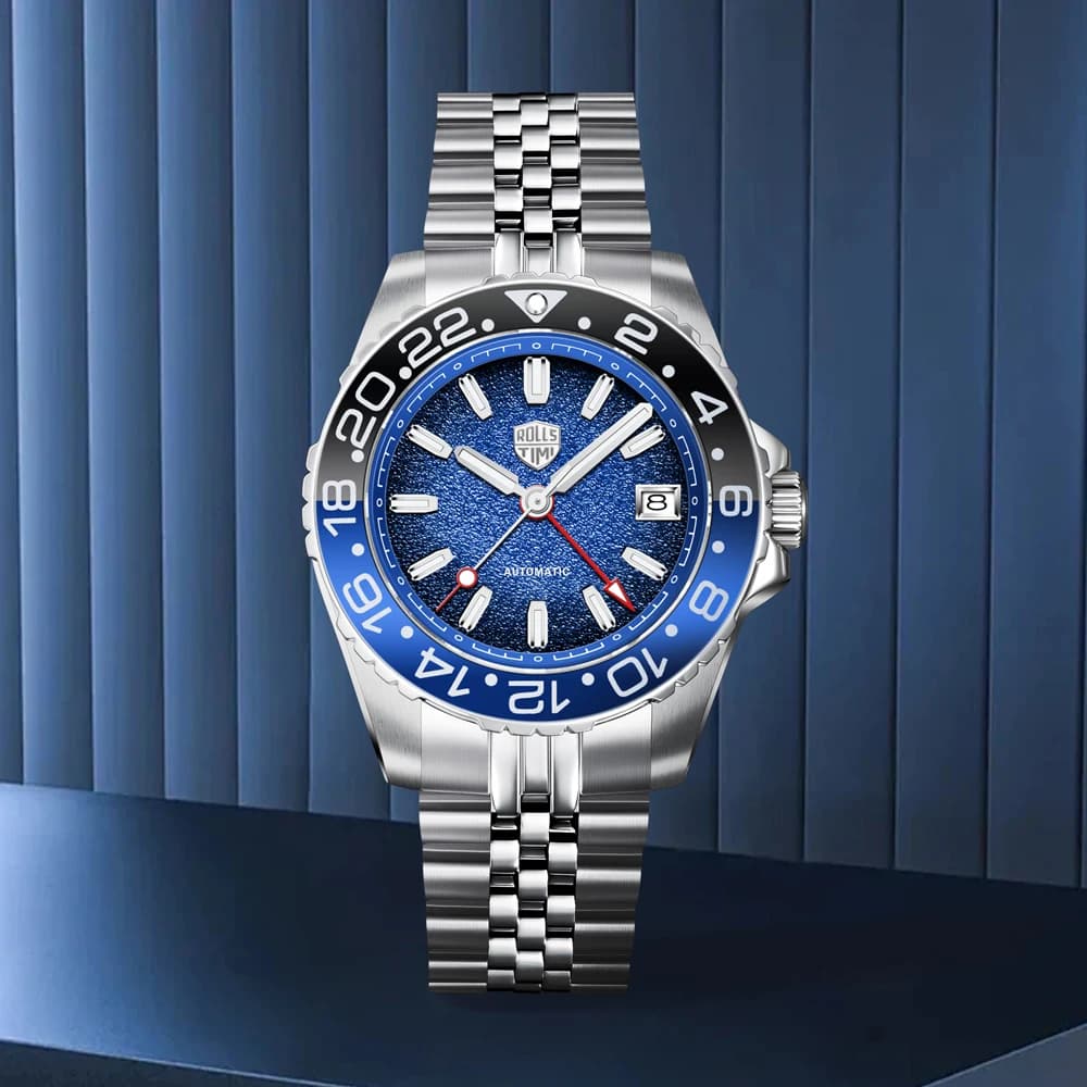Rollstimi Design Orologi 2025 Nuovo Diving GMT Orologio automatico di lusso per uomo AR Orologio meccanico in acciaio inossidabile con cristallo di zaffiro