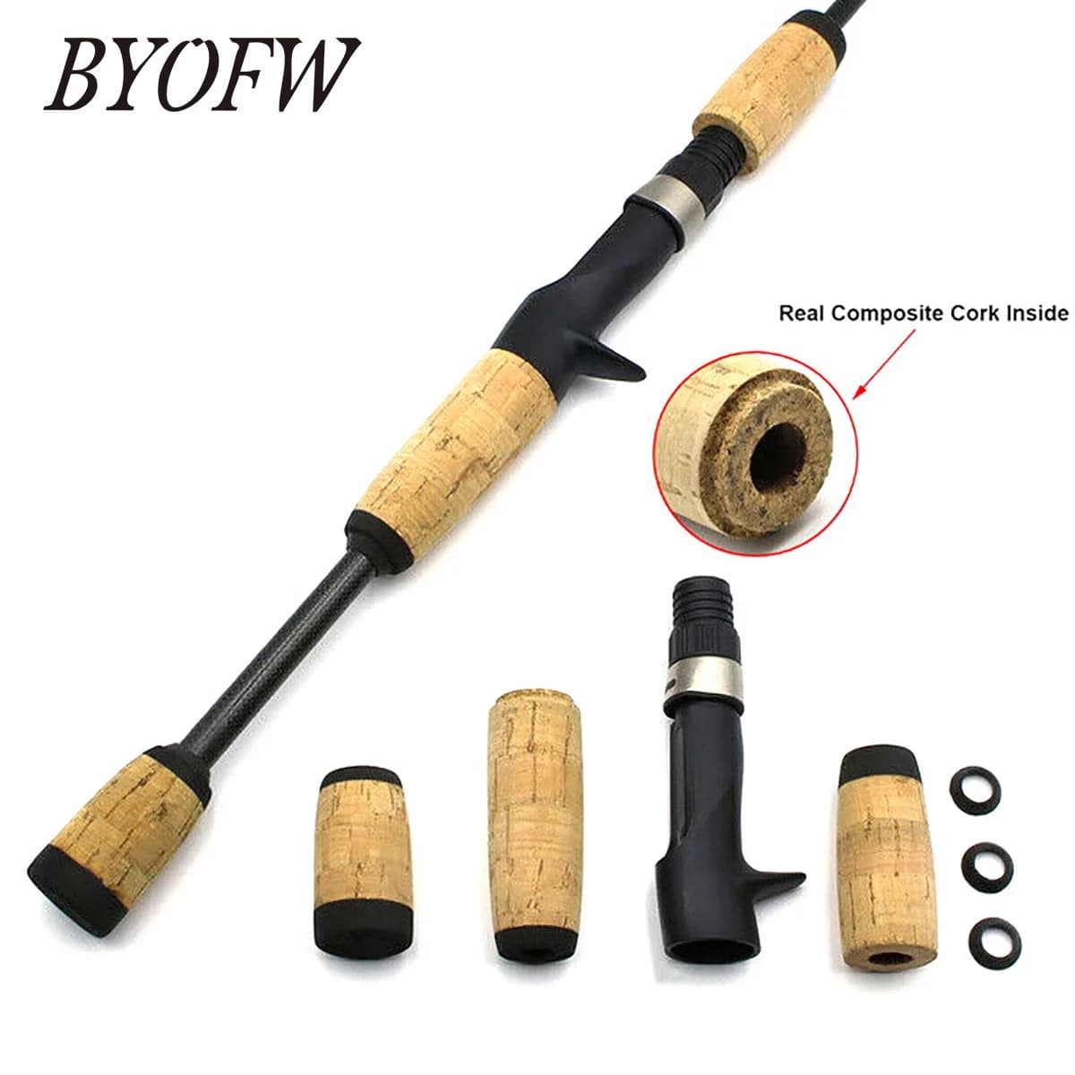 BYOFW 1 Set Casting Reel Seat Composite Cork canna da pesca maniglia Split Grip Repair Pole Building Stick sostituzione Tackle