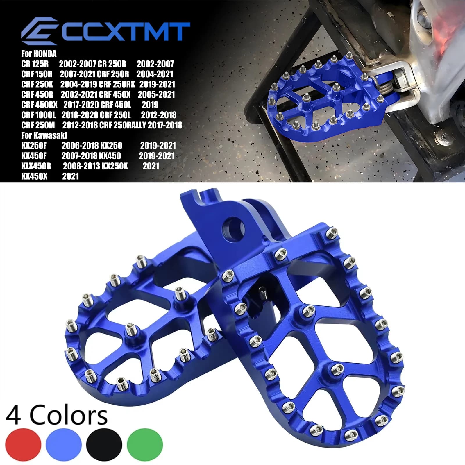 Pedane poggiapiedi CNC per Honda CRF 250X 450X 250R 450R 1000L e Kawasaki KX250 KX450 KX250X KX450X KX250F KX450F