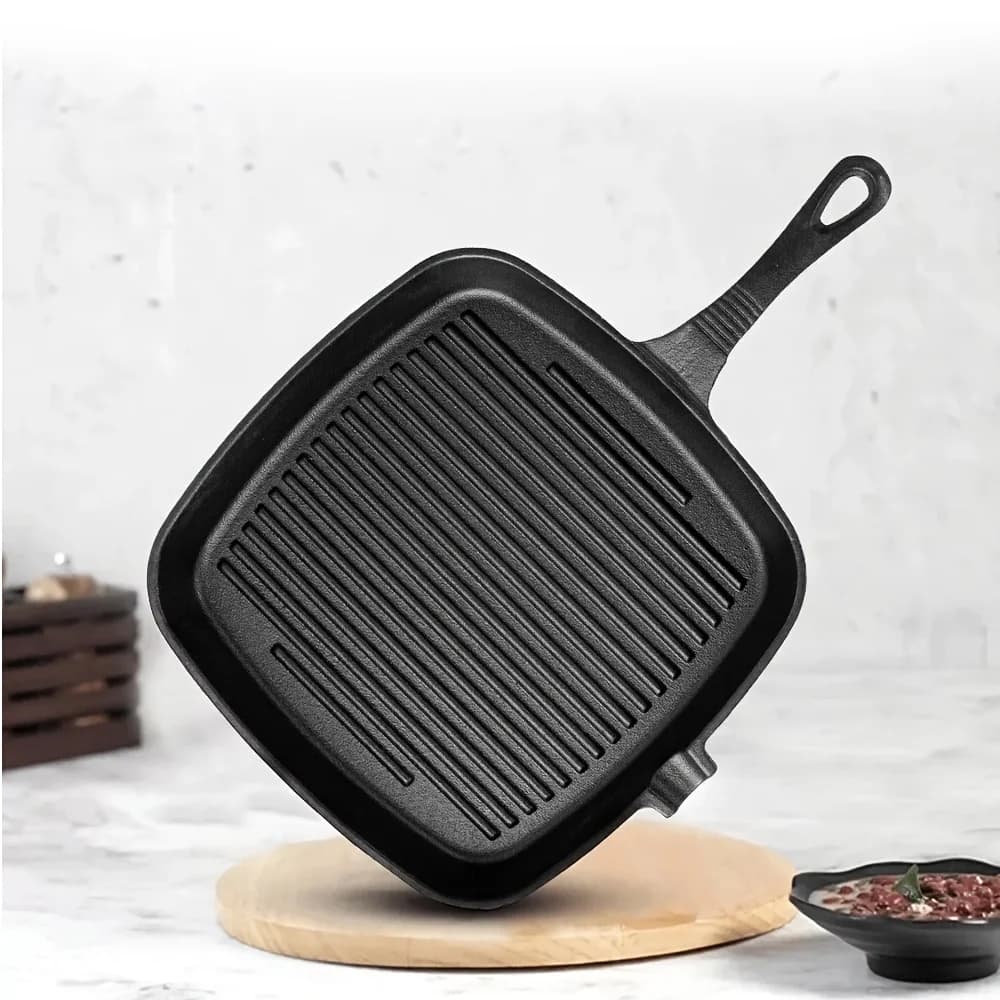 Padella in Ghisa, Griglia per Cottura, Utensile da Cucina per Uso Interno ed Esterno, per Griglia, BBQ, Falò, Piano Cottura