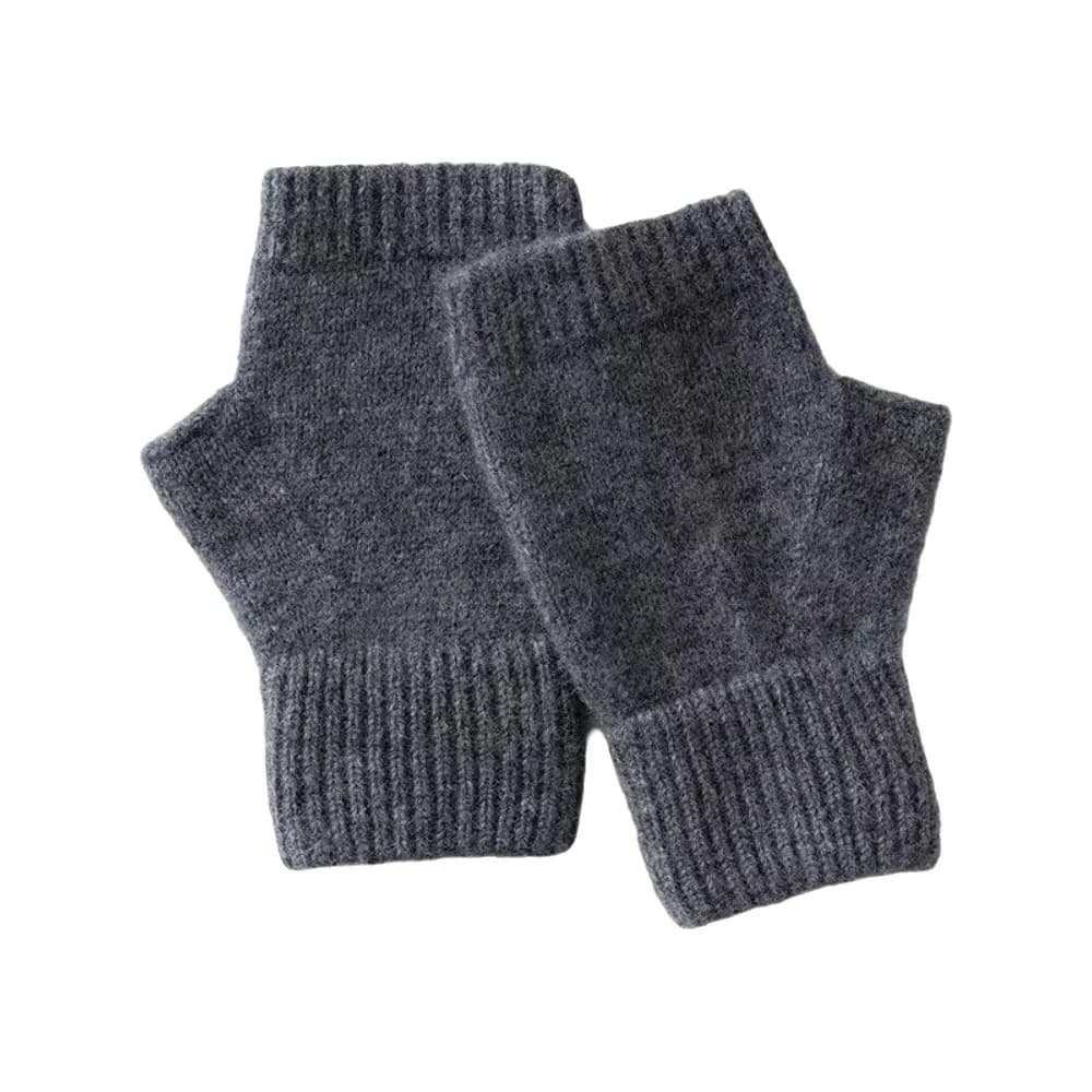 Fashion Solid Color Knitted Gloves Wool Thicken Half Finger Gloves Thermal Korean Style Mittens Women