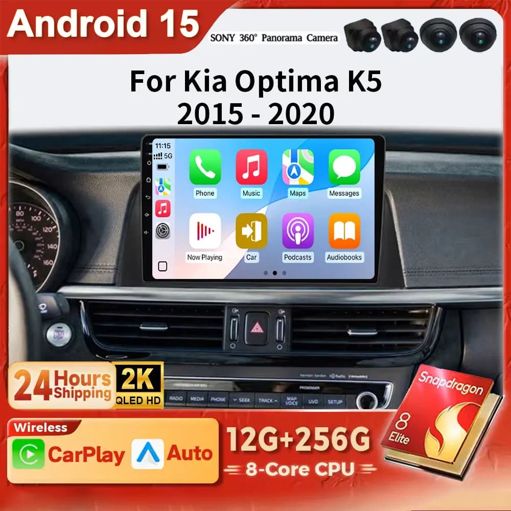 Android 15 Auto Car Radio Stereo Wireless Carplay autoradio For KIA Optima K5 2015-2020 2 din Multimedia player Screen 4G LTE BT