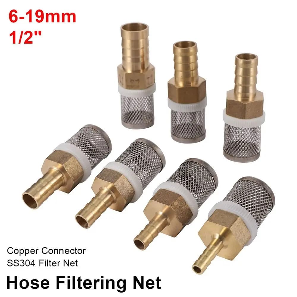 1 Pezzo Nuovo Filtro a Rete in Ottone da 6-19mm 1/2" per Tubo, per Autolavaggio, Irrigazione Giardino, Pompa Spruzzatrice